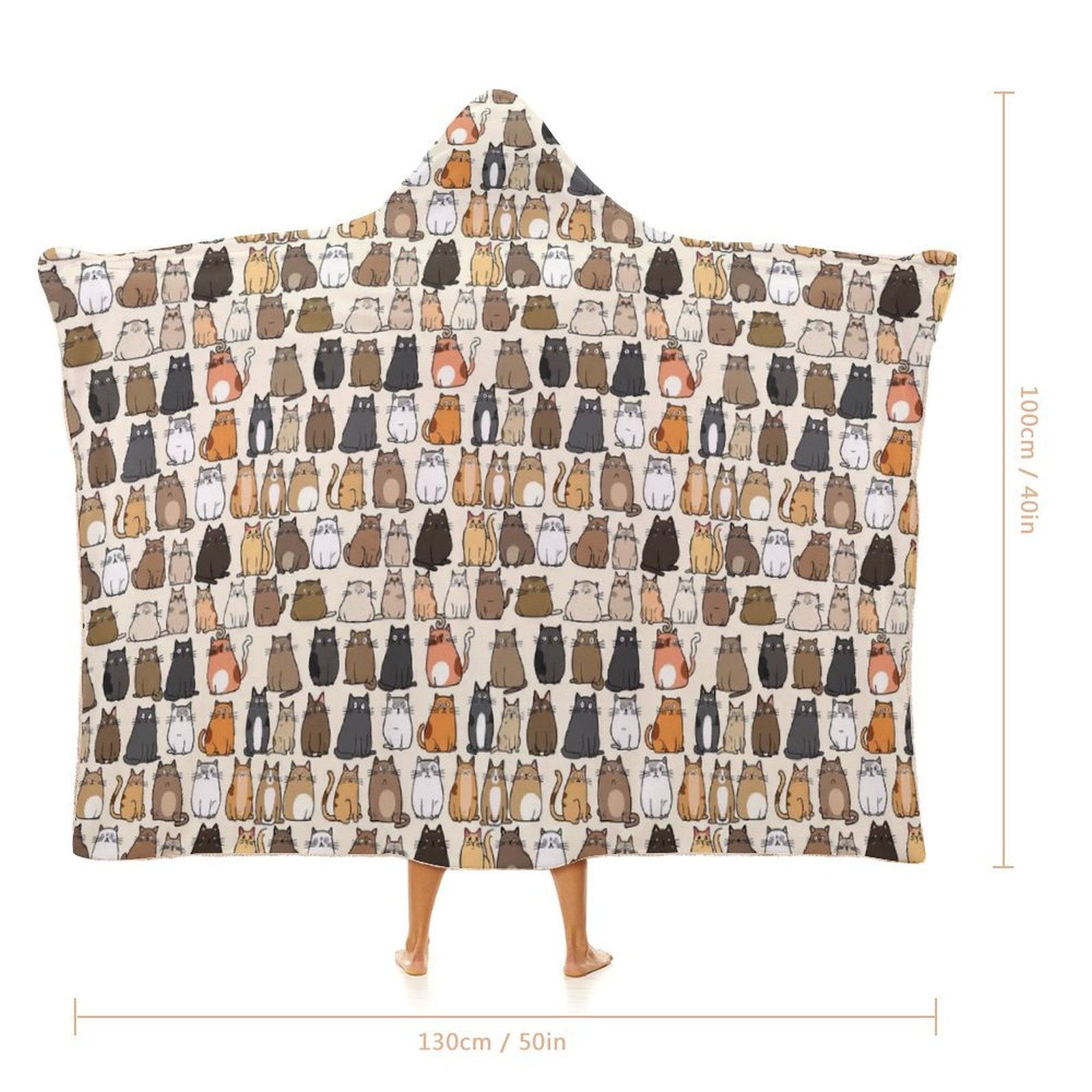 Lots Of Cats Kids Hooded Blanket 100cm x 130cm Kids Hooded Blanket animal Printed Offshore