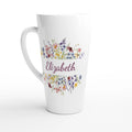 Personalise Flower Frame Name White Latte 17oz Ceramic Mug Default Title Personalised Latte Mug customise Globally Fulfilled Name Plants