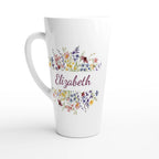 Personalise - Flower Frame Name - White Latte 17oz Ceramic Mug Default Title Personalised Latte Mug customise Globally Fulfilled Name Plants