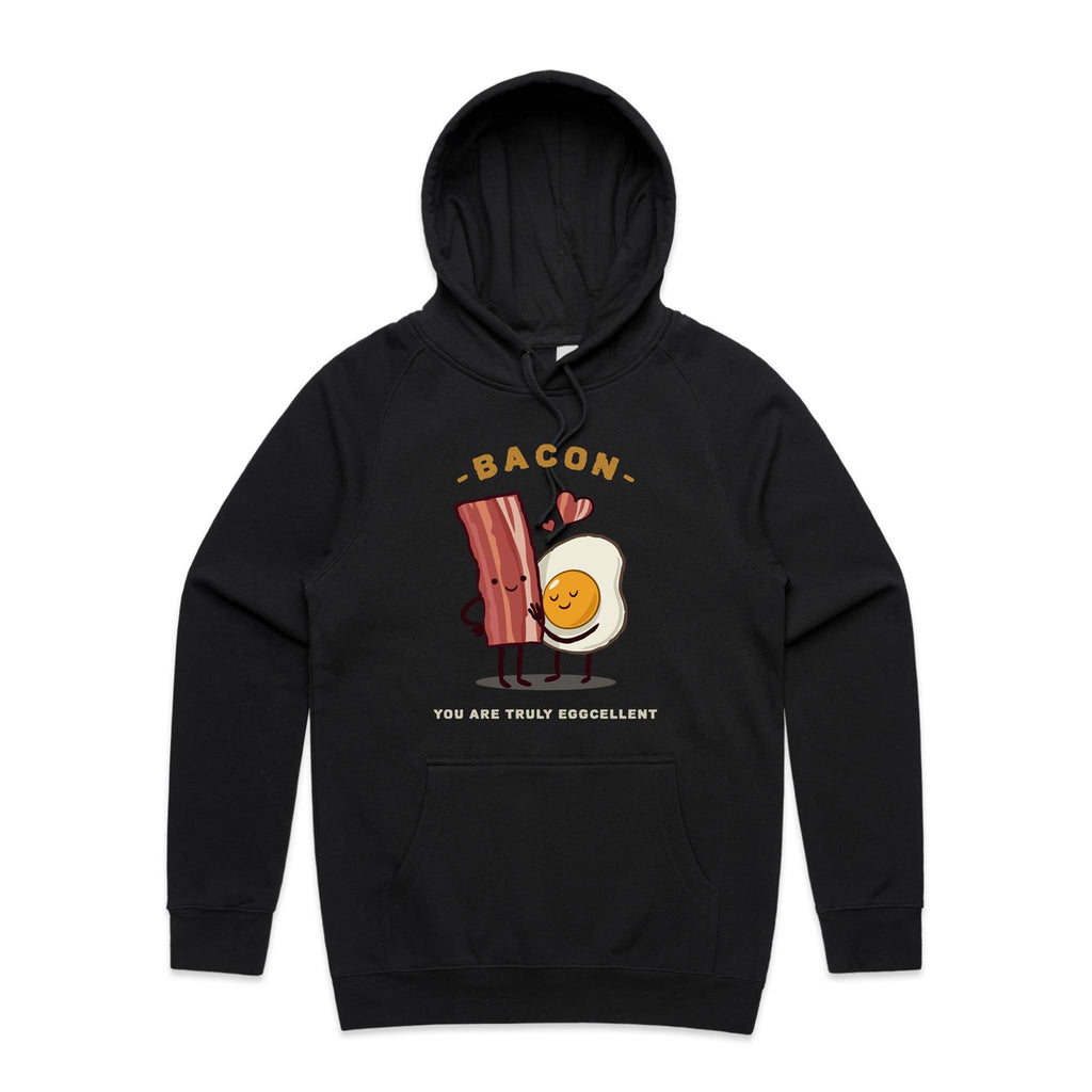 Bacon, You Are Truly Egg-cellent - Mens Hoodie Black Mens Hoodie Food Printed In Australia