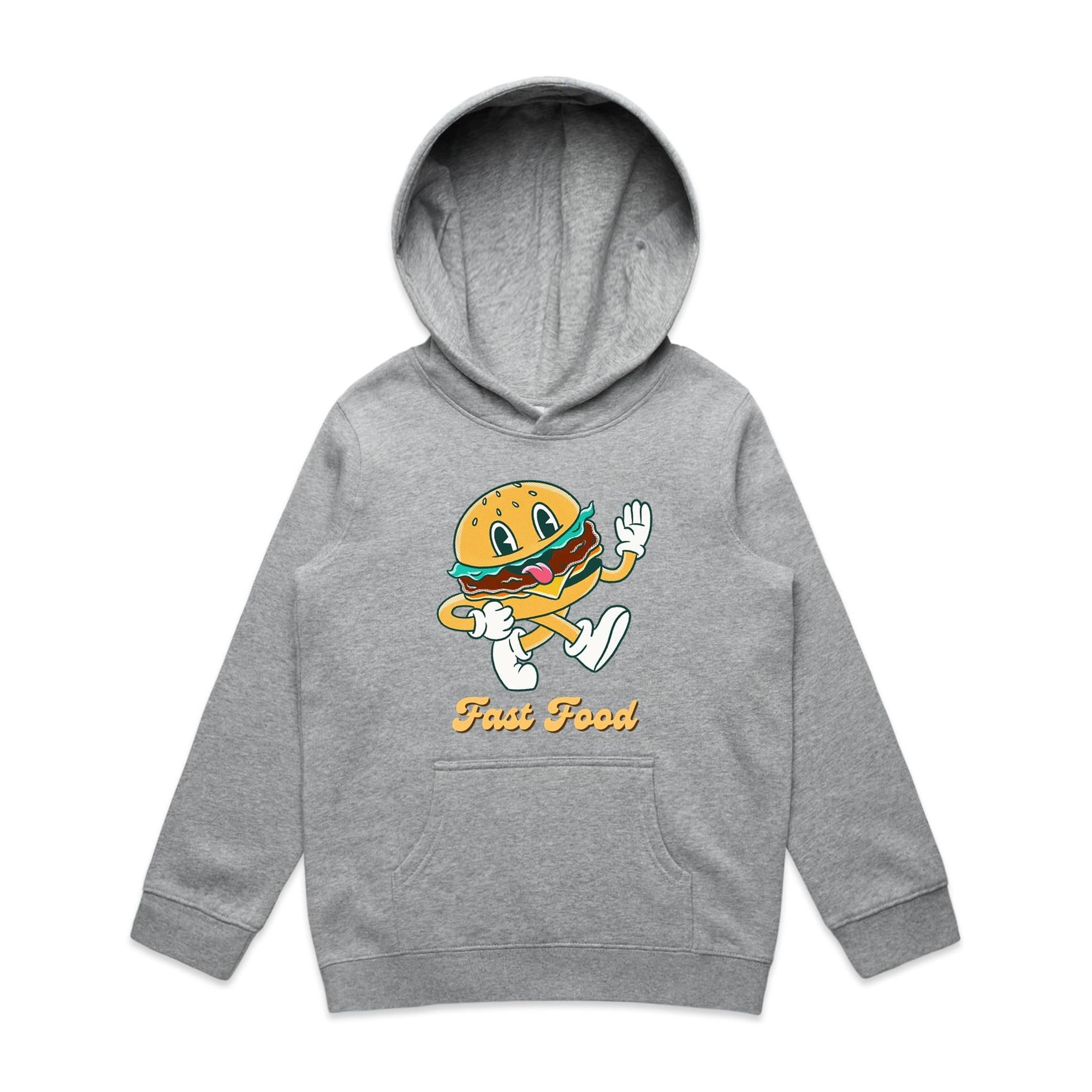 Fast Food - Kids Hoodie Grey Marle Kids Hoodie Printed In Australia