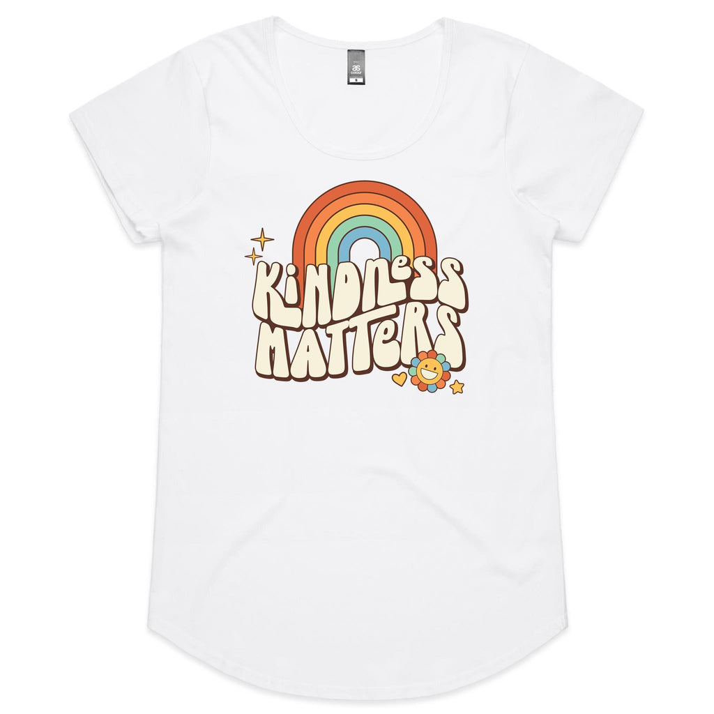 Kindness Matters - Womens Scoop Neck T-Shirt White Womens Scoop Neck T-shirt Kindness Positivity Printed In Australia Retro