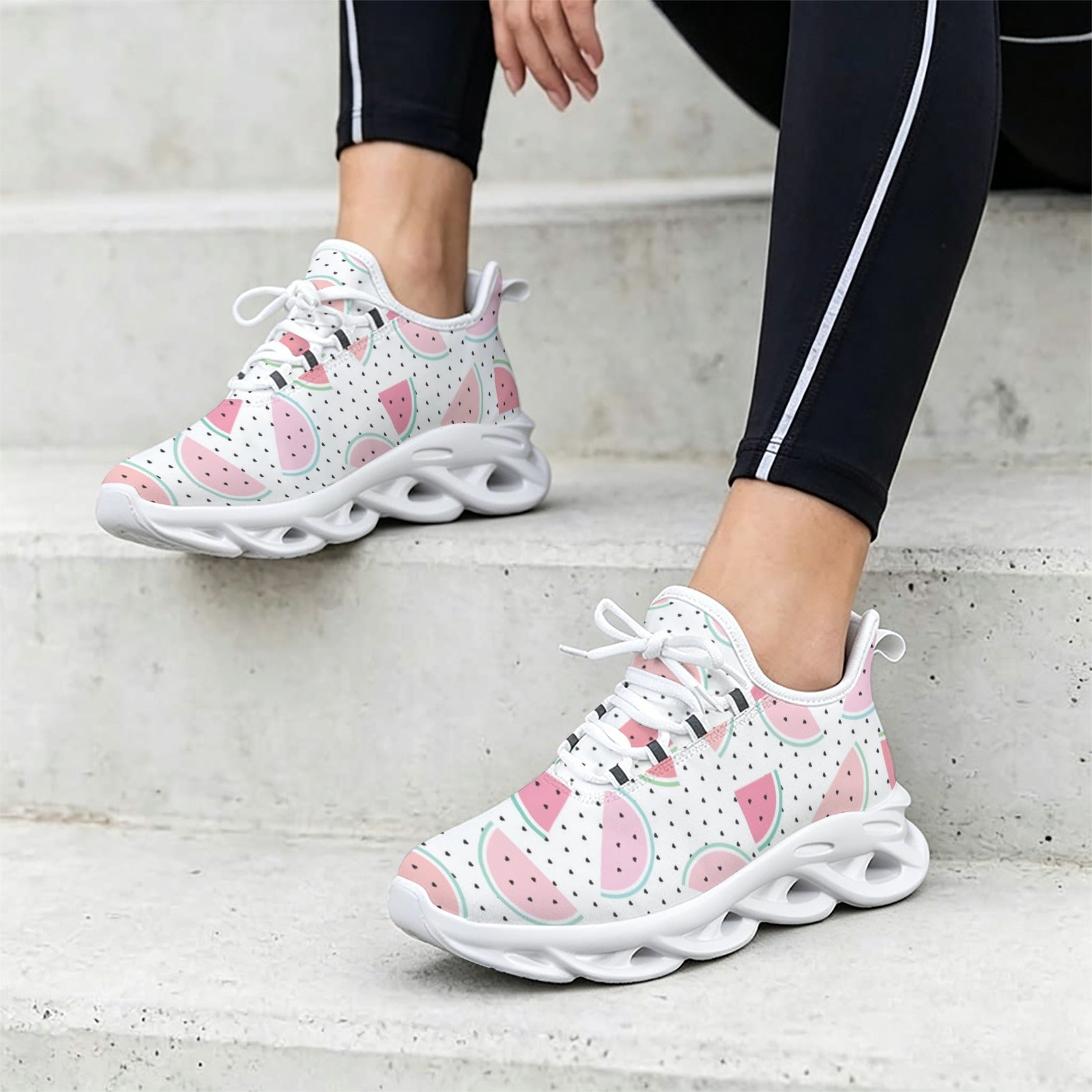 Pastel Watermelon Slices Women's Twisted Sole Sneakers