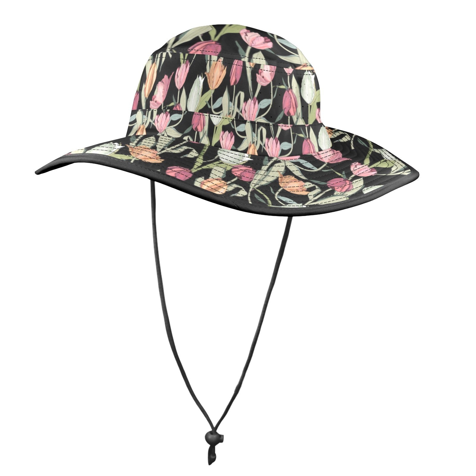 Tulips Wide Brim Bucket Hat Wide Brim Bucket Hat Plants Printed Offshore