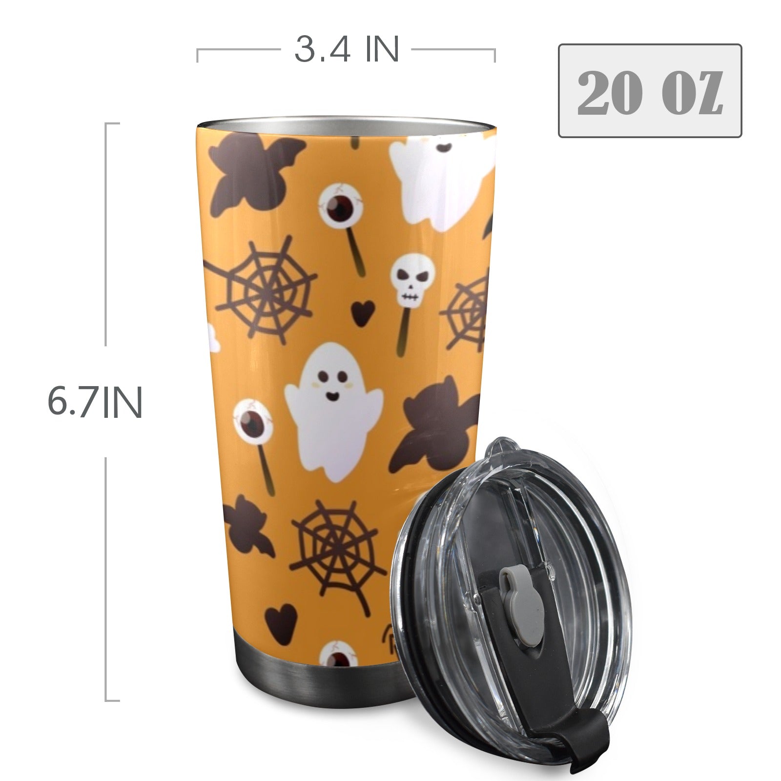 Halloween Ghosts 20oz Mobile Tumbler with Lid (Black Lock) 20oz Travel Mug Halloween Printed Offshore