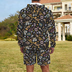 Retro Music Mix Men's Lightweight Sun Hoodie & Shorts Set Men's Lightweight Sun Hoodie & Shorts Music Printed Offshore Retro