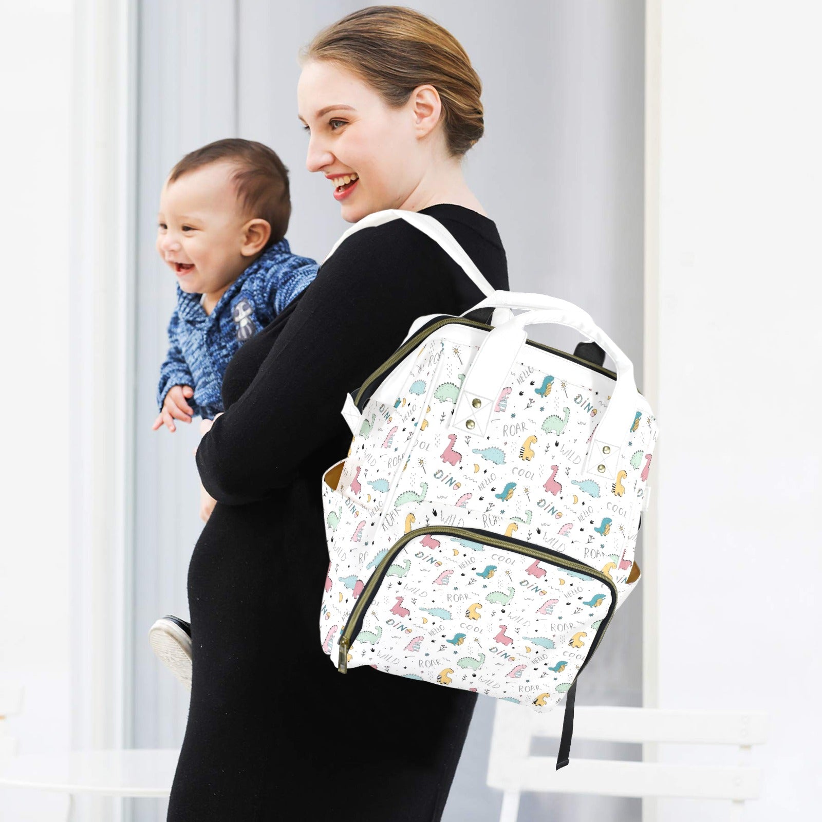 Quirky Dinosaurs Multi-Function Backpack, Nappy / Diaper Bag Multi-function Backpack, Nappy / Diaper Bag animal Printed Offshore