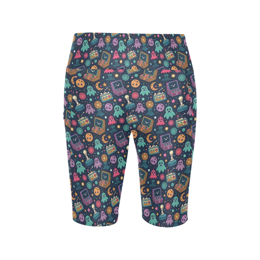 Space Arcade Women's Bike Shorts With Side Pockets