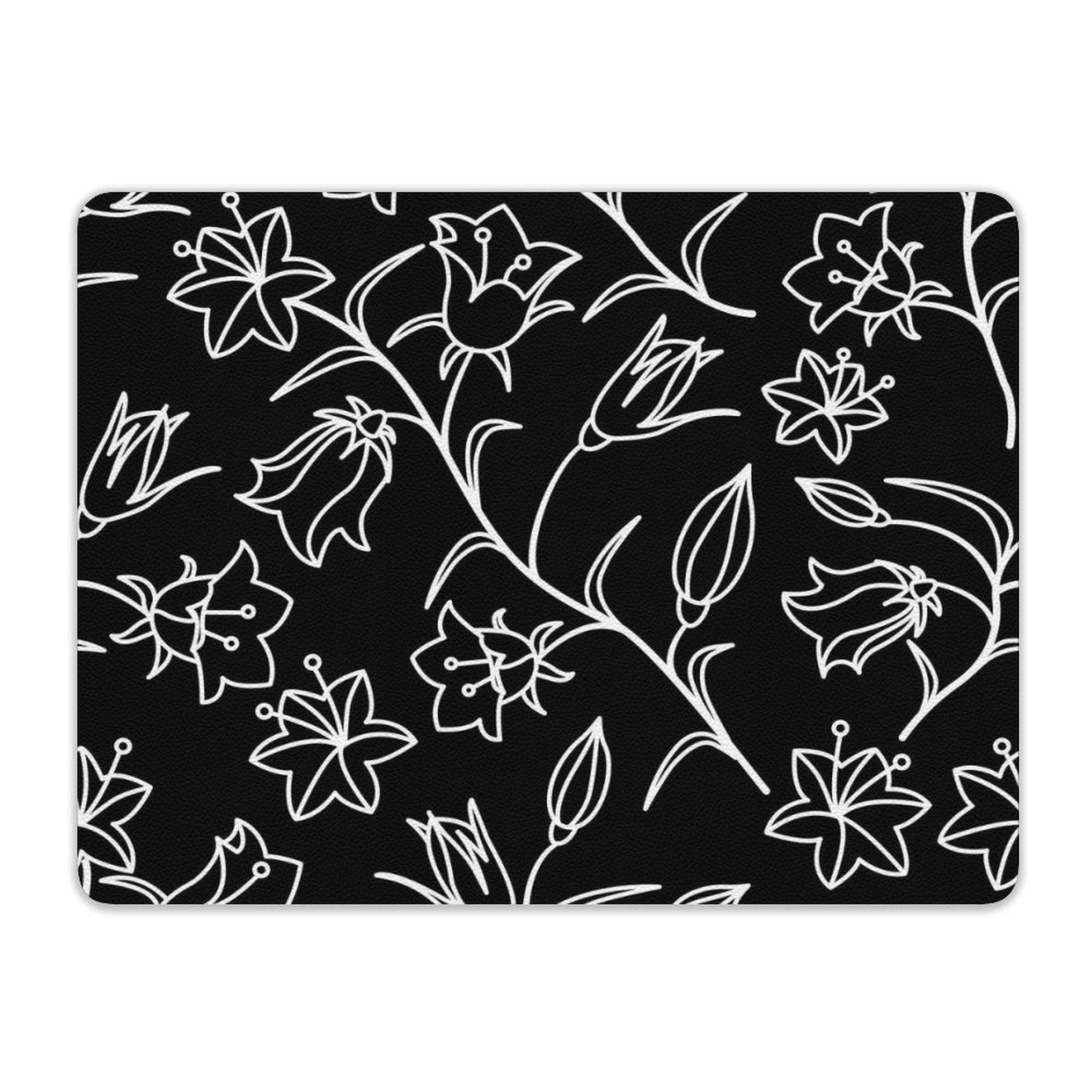 Black And White Floral Leather Mouse Pad Leather Mouse Pad Plants Printed Offshore
