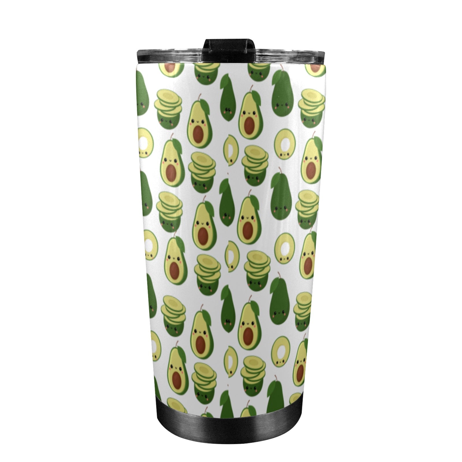 Cute Avocados - 20oz Mobile Tumbler with Lid (Black Lock) 20oz Travel Mug Food Printed Offshore