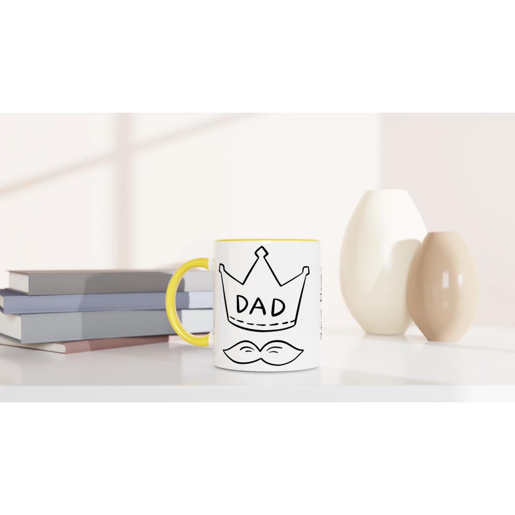 Personalised - Dad Crown And Moustache - White 11oz Ceramic Mug with Color Inside Personalised Mug Customise Dad Globally Fulfilled Personalise