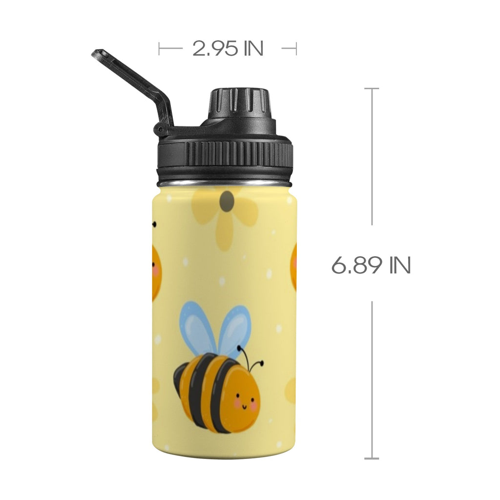 Bright Bees - Kids Water Bottle with Chug Lid (12 oz) One Size Kids Water Bottle with Chug Lid animal Printed Offshore