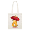 UFO, Here For The Cats Parcel Canvas Tote Bag Default Title Small Tote Bag animal Printed In Australia Sci Fi