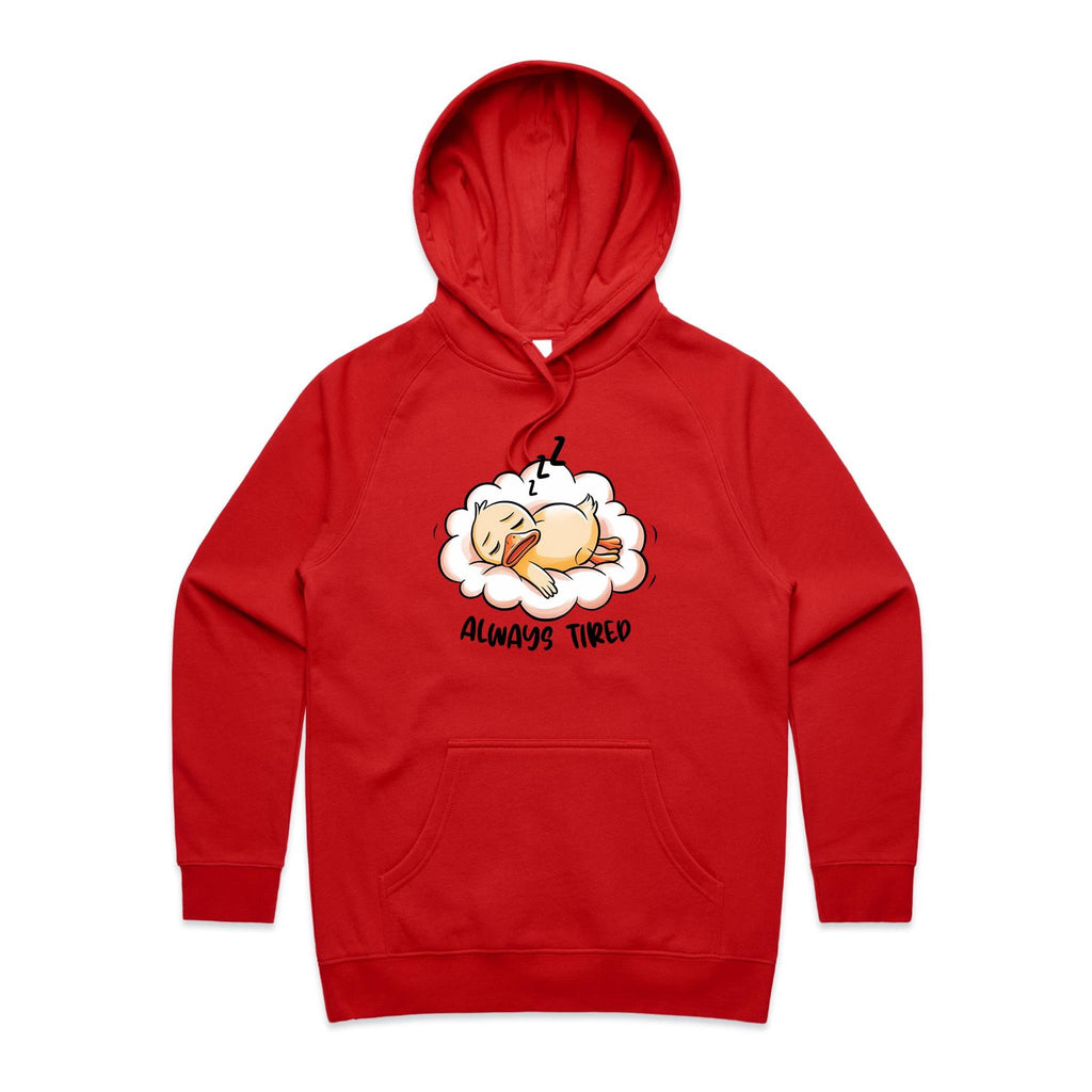 Always Tired - Womens Hoodie Red Womens 2XL Womens Hoodie animal Printed In Australia
