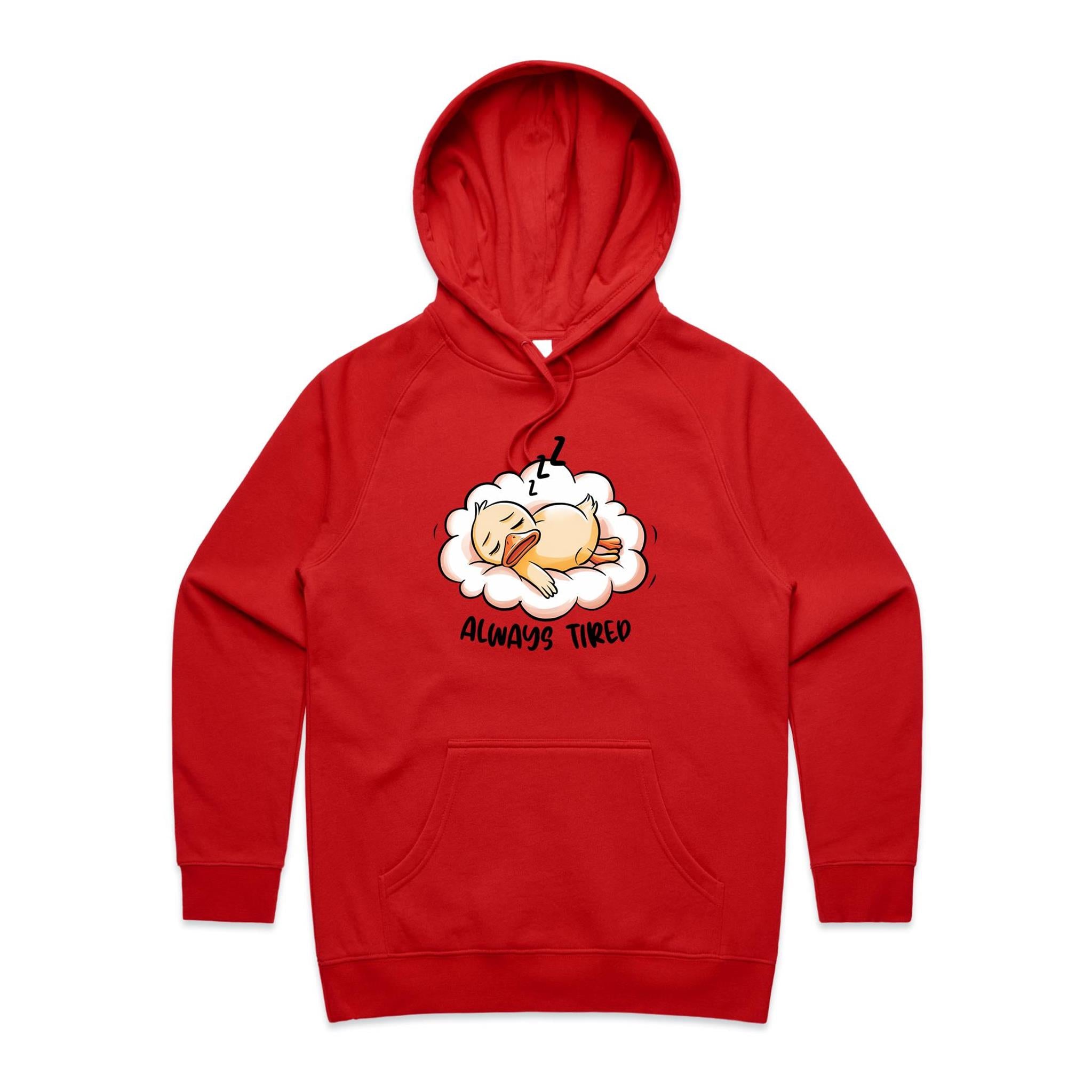 Always Tired - Womens Hoodie Red Womens 2XL Womens Hoodie animal Printed In Australia