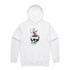 Coffee Skull - Mens Hoodie White Mens Hoodie Coffee Printed In Australia