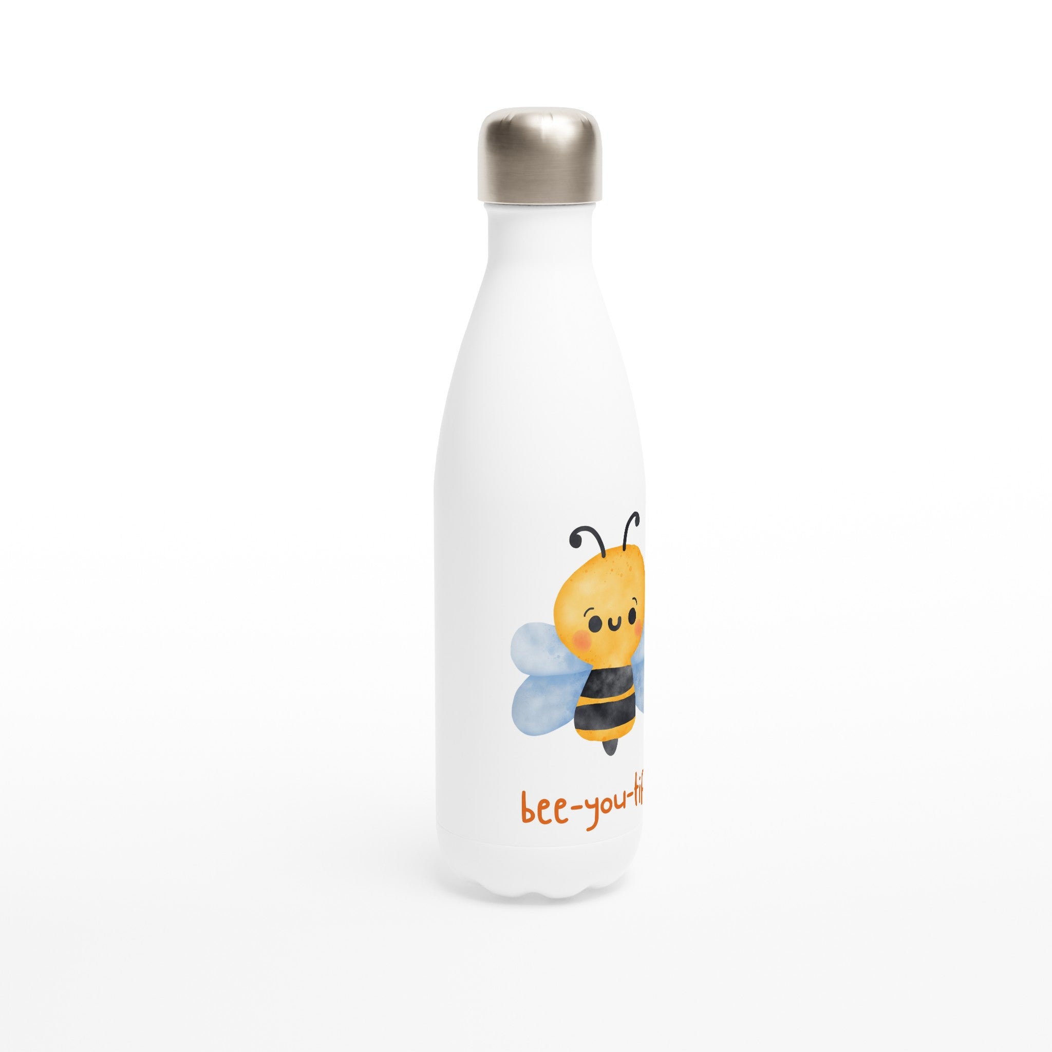 Bee-You-Tiful - White 17oz Stainless Steel Water Bottle White Water Bottle animal Globally Fulfilled kids