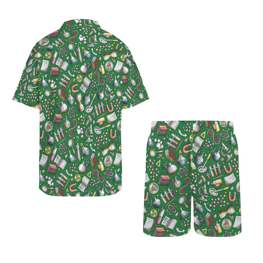 Science Love Men's Hawaiian Shirt & Shorts Set Men's Hawaiian Shirt & Shorts Set Printed Offshore Science