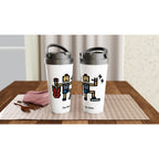 Personalised - Rock And Roll - White 15oz Stainless Steel Travel Mug Personalised Travel Mug coffee Globally Fulfilled music