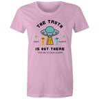 The Truth Is Out There - Womens T-shirt Pink Womens T-shirt Printed In Australia Sci Fi