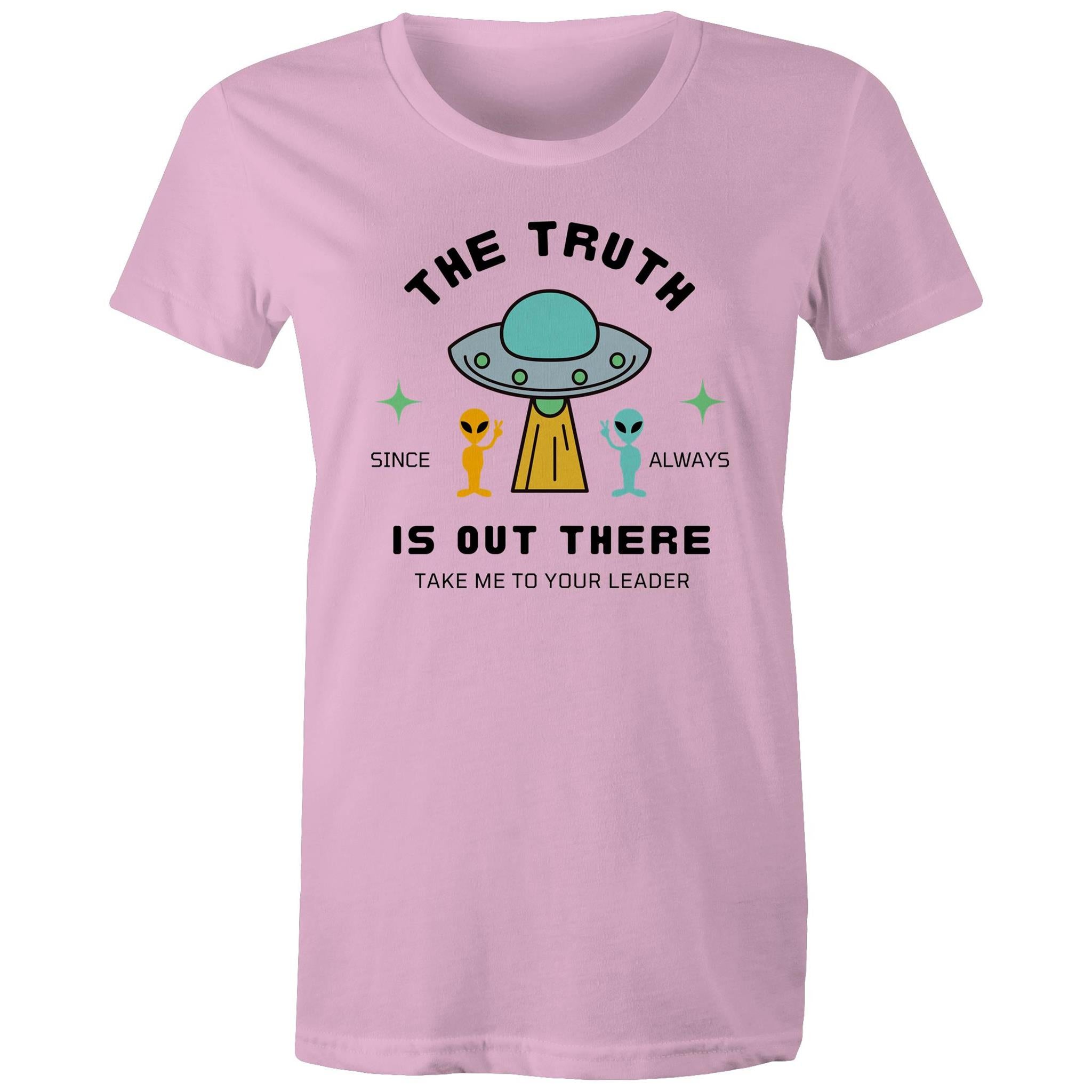 The Truth Is Out There - Womens T-shirt Pink Womens T-shirt Printed In Australia Sci Fi