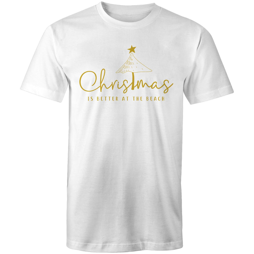 Christmas Is Better At The Beach - Mens T-Shirt White Mens Christmas T-shirt Christmas Printed In Australia