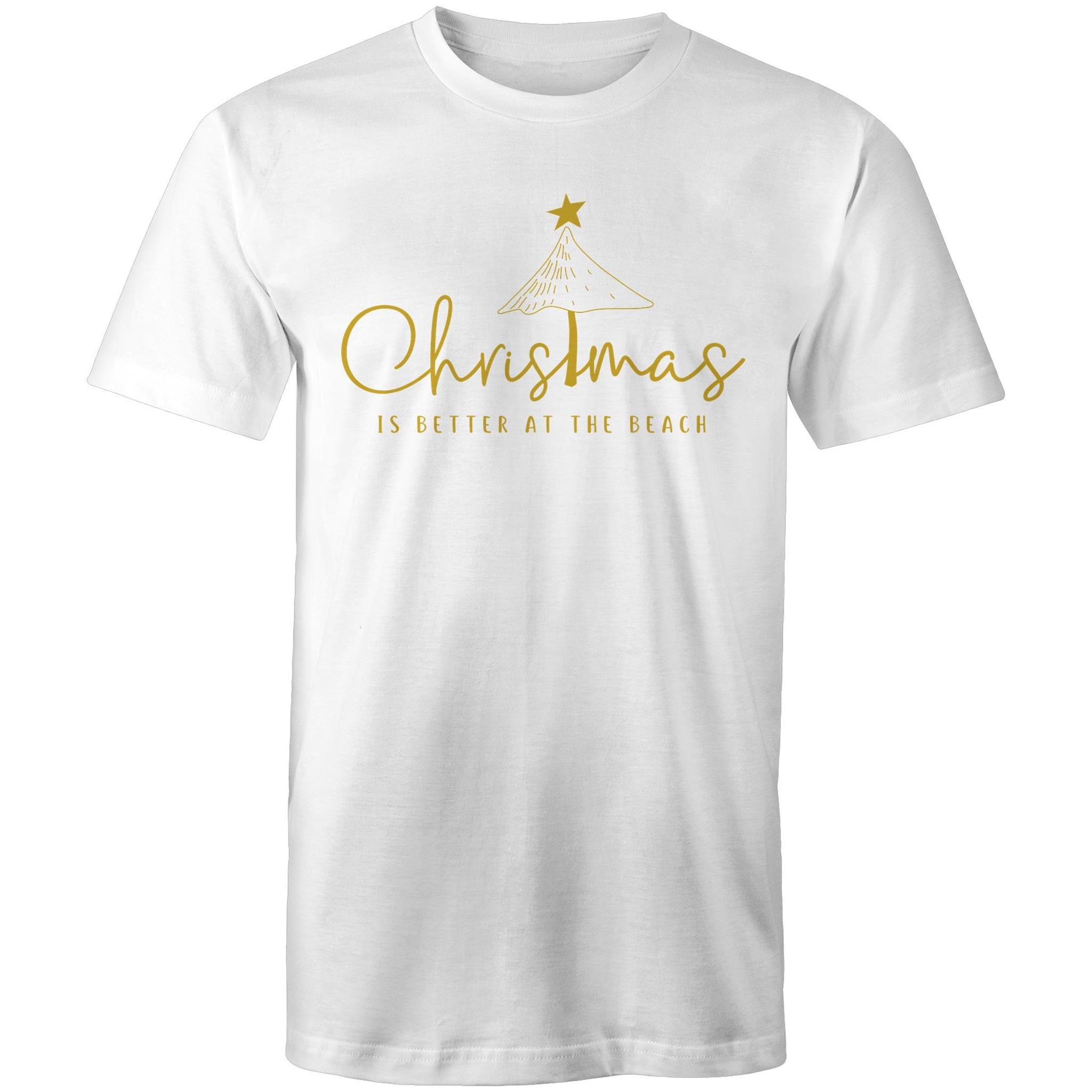 Christmas Is Better At The Beach - Mens T-Shirt White Mens Christmas T-shirt Christmas Printed In Australia