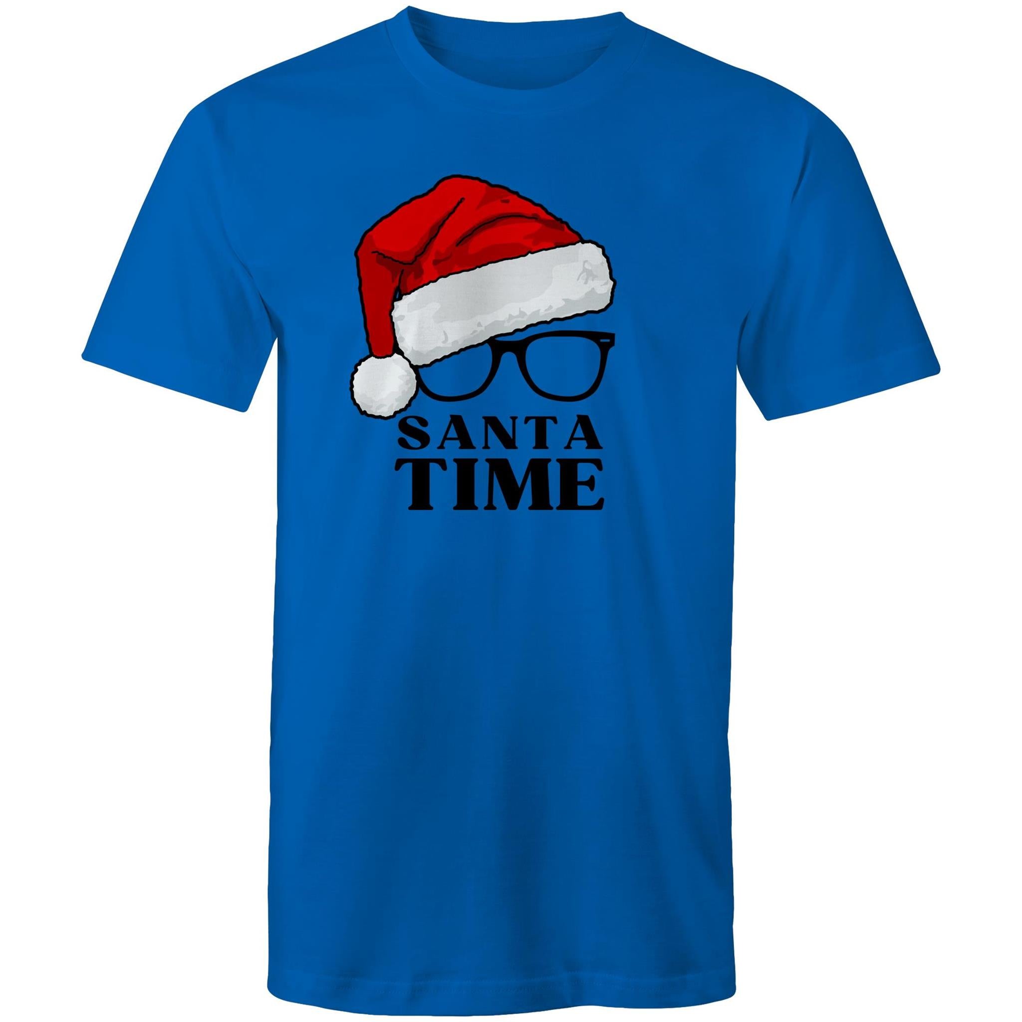 Santa Time - Mens T-Shirt Bright Royal Mens Christmas T-shirt Christmas Printed In Australia