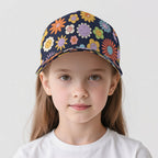 Groovy Flowers Kids Baseball Cap Kids Baseball Hat Printed Offshore Retro