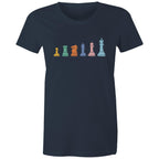 Chess - Womens T-shirt Navy Womens T-shirt Chess Games Printed In Australia