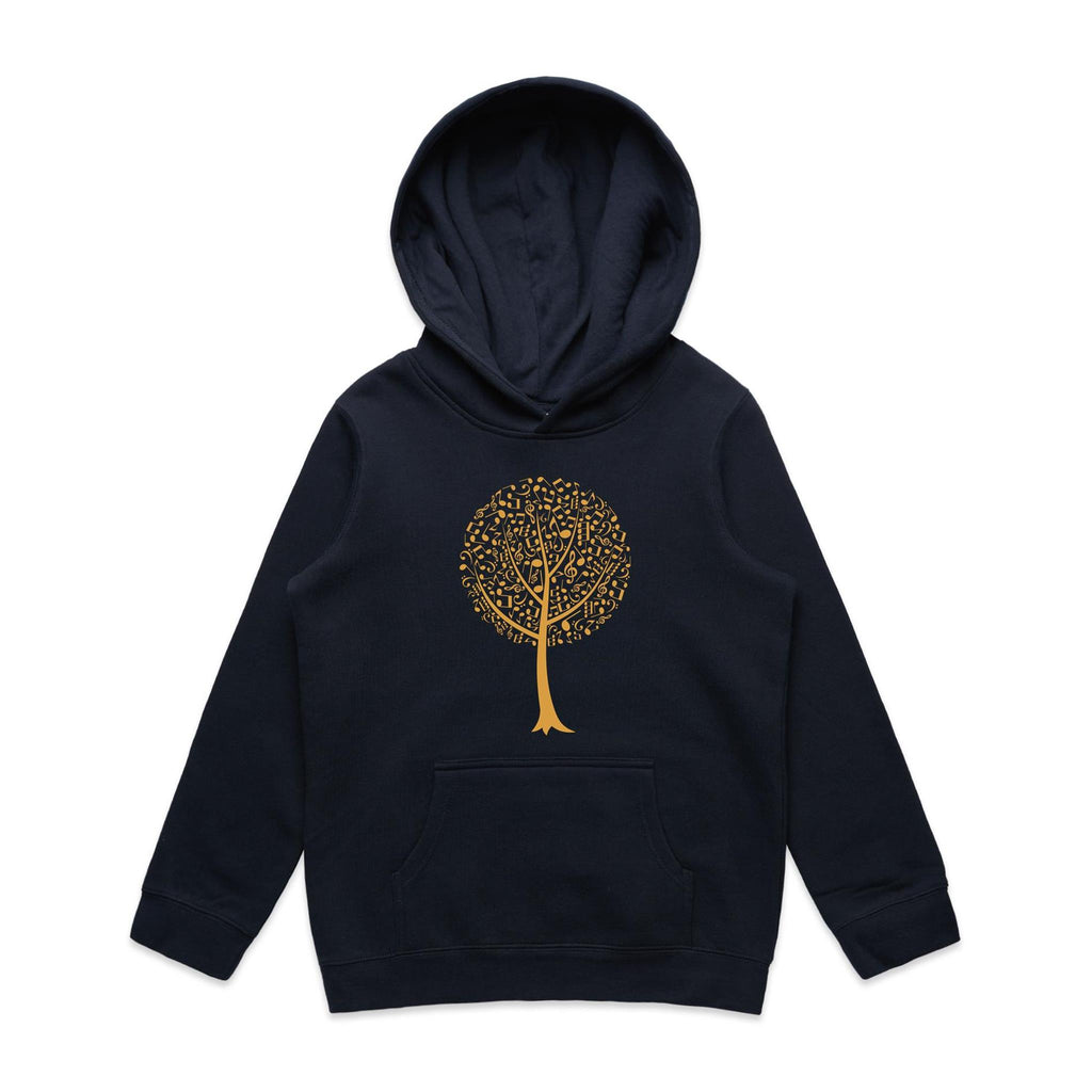 Music Tree - Kids Hoodie Navy Kids Hoodie Printed In Australia