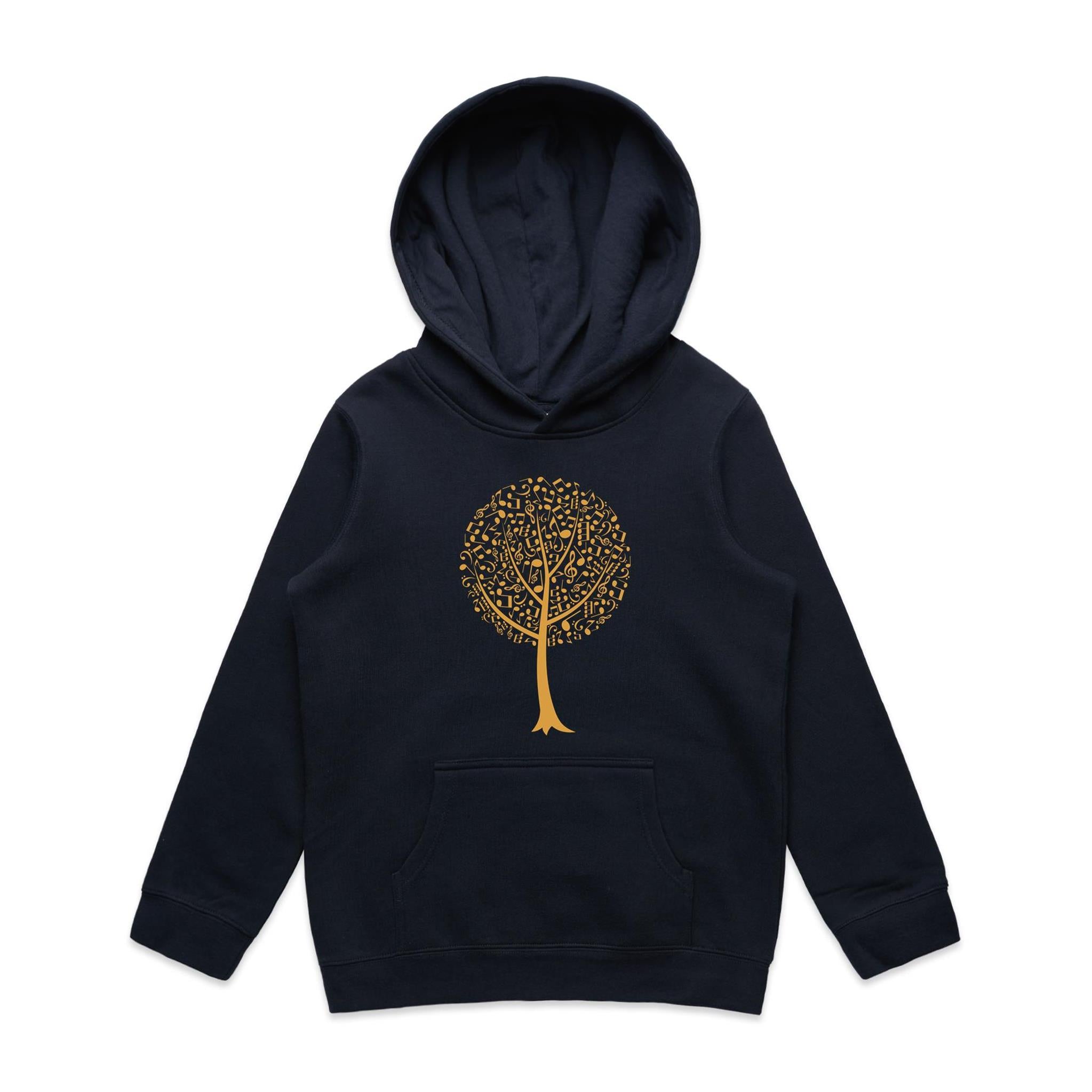 Music Tree - Kids Hoodie Navy Kids Hoodie Printed In Australia