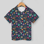 Space Arcade Kids Youth Short Sleeve Button Up Shirt