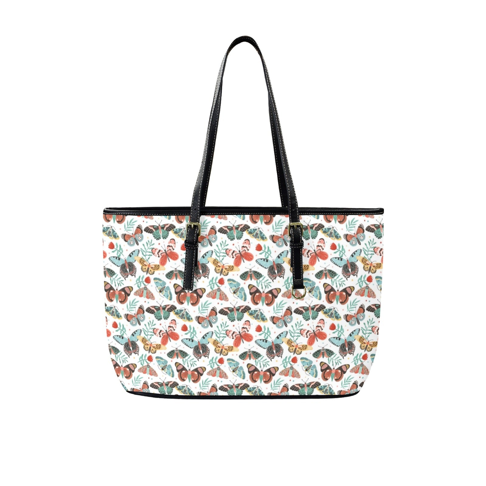 Pretty Moths And Butterflies - PU Leather Tote Bag - Large