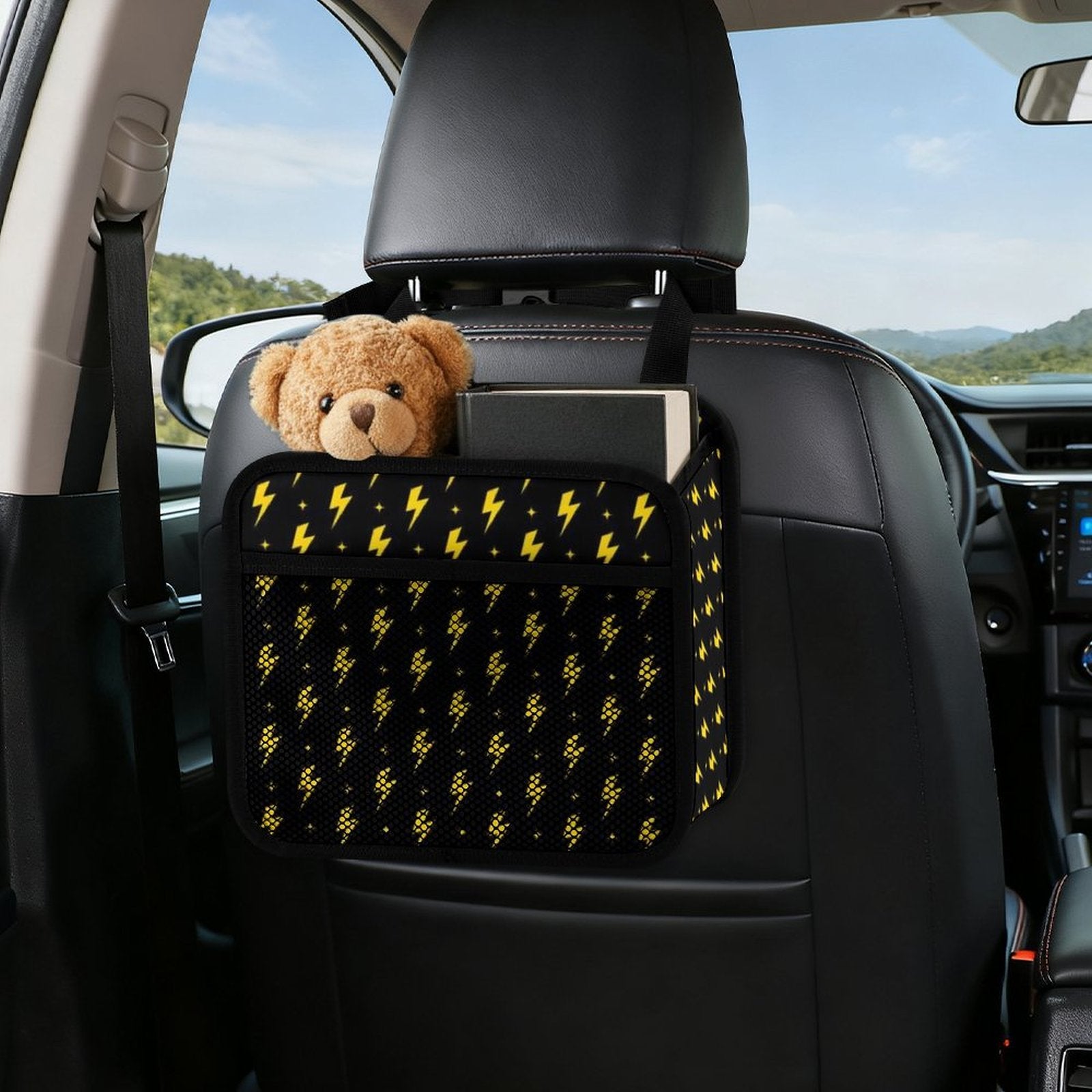 Yellow Lightning Car Seat Back Organiser Car Seat Back Organiser comic Printed Offshore