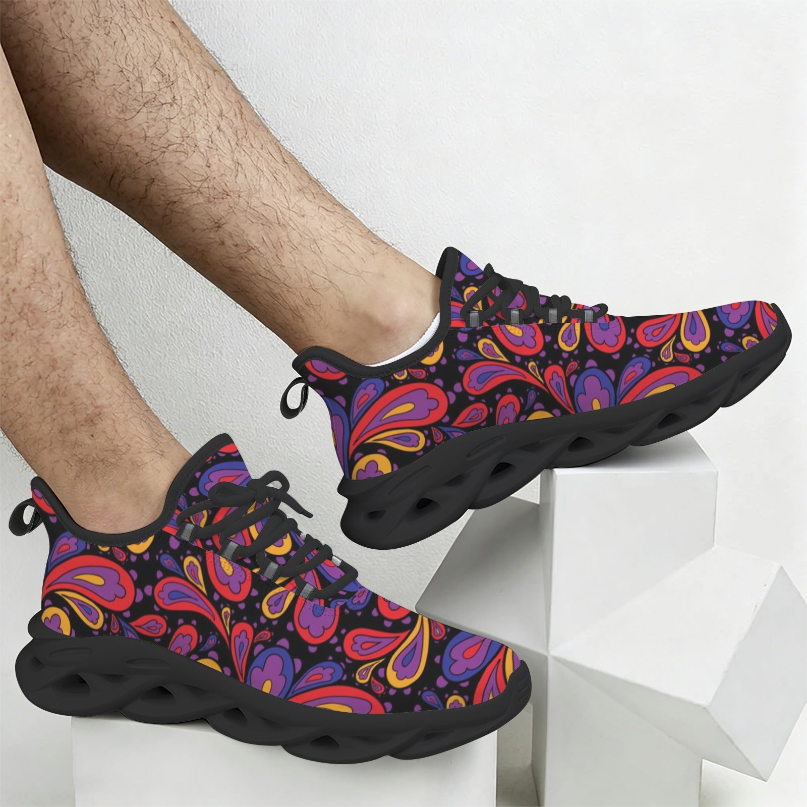 Bright Paisley Men's Twisted Sole Sneakers
