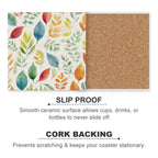 Autumn Leaves - Ceramic Coasters (Square) Ceramic Coasters Plants Printed Offshore