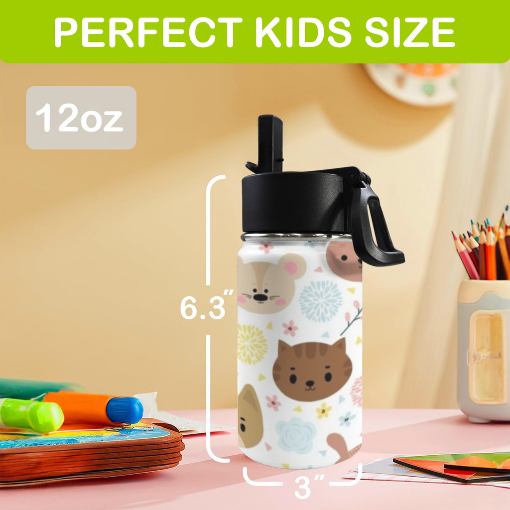 Baby Animals 12oz Kids Water Bottle with Straw Lid
