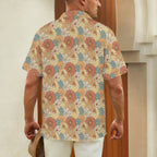 Vintage Retro Floral Men's Short Sleeve Hawaiian Shirt Men's Hawaiian Shirt (New) Plants Printed Offshore Retro