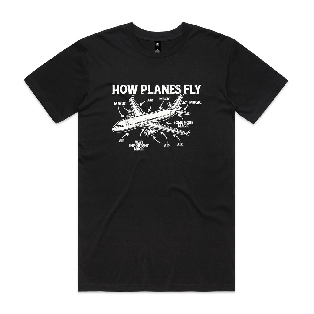 How Planes Fly Men's AS Colour T-shirt Black Mens T-shirt Printed In Australia Science