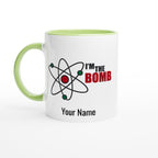 Personalised Mug - I'm The Bomb, Atom - White 11oz Ceramic Mug with Colour Inside Ceramic Green Personalised 11oz Mug customise Globally Fulfilled Name Personalise Science