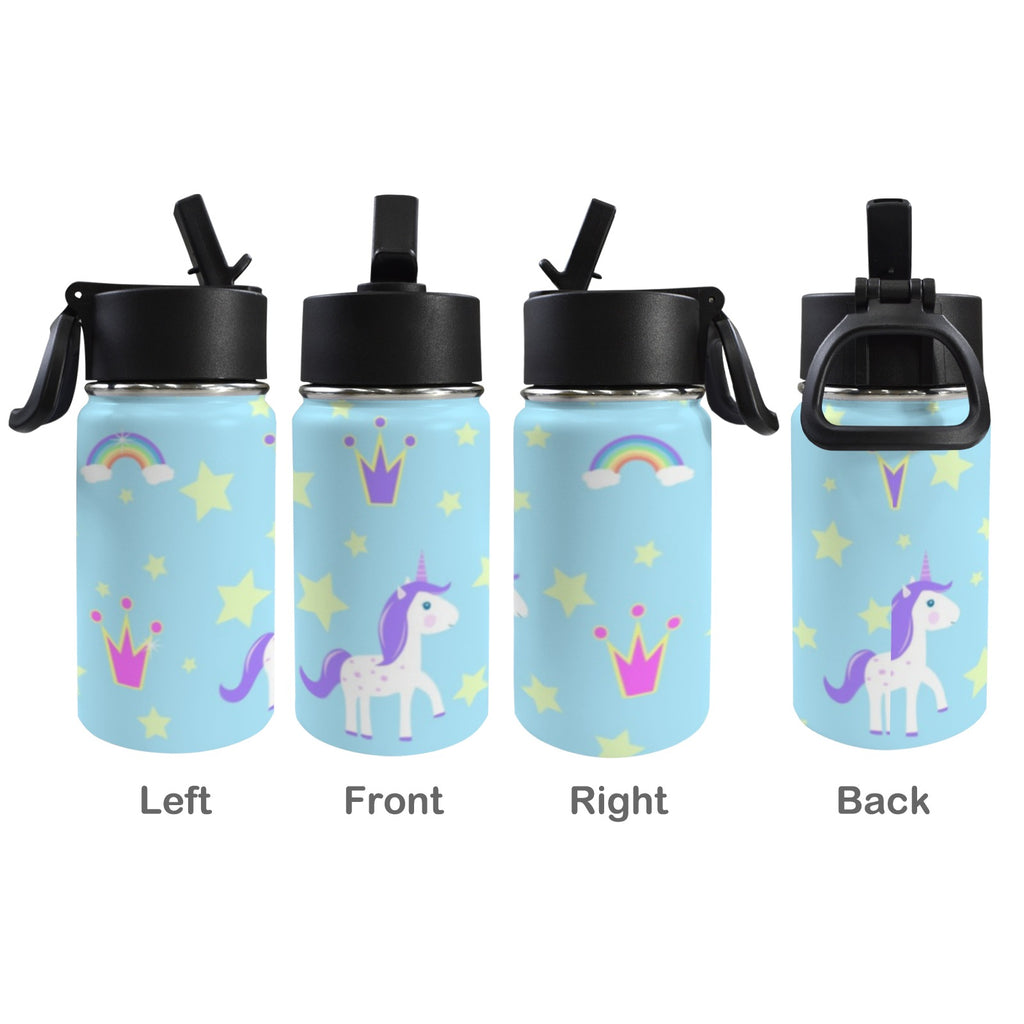 Unicorn Crown 12oz Kids Water Bottle with Straw Lid