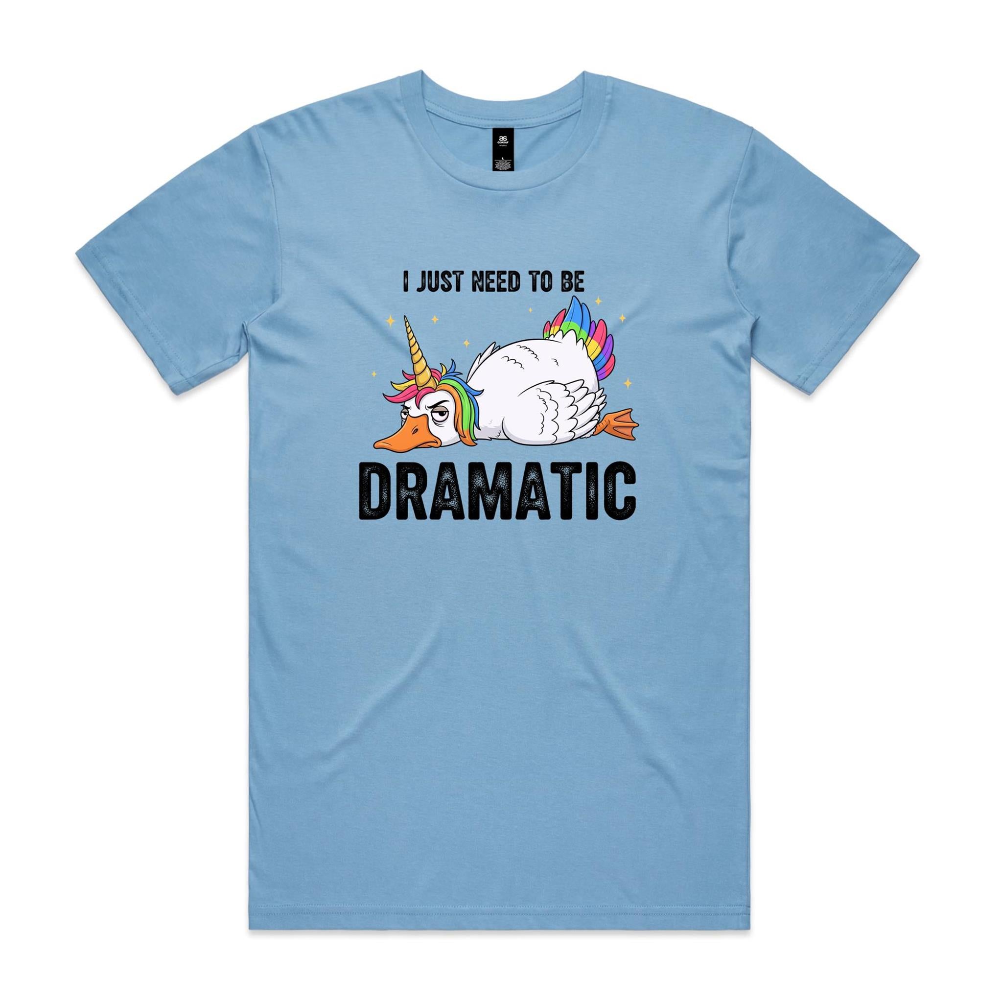 Dramatic Unicorn Goose Men's AS Colour T-shirt Carolina Blue Mens T-shirt animal Printed In Australia