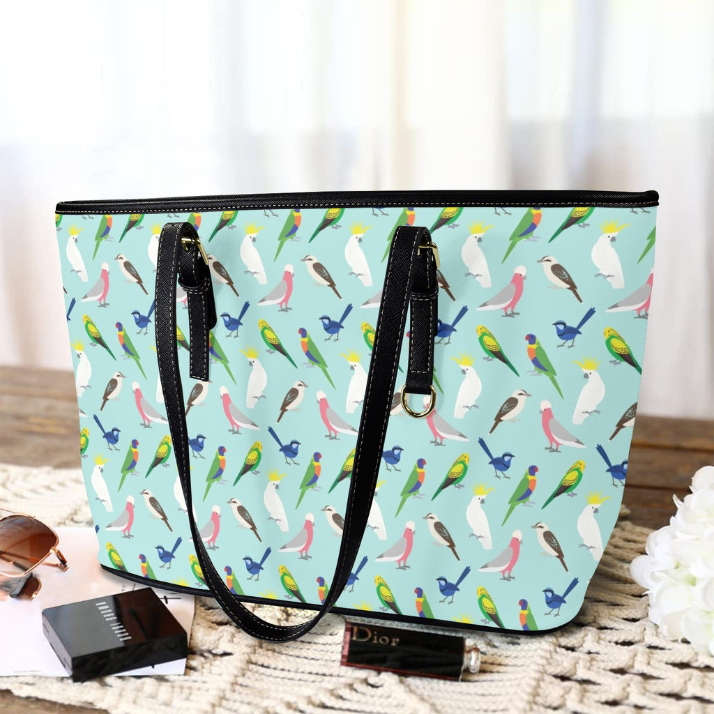 Australian Birds PU Leather Tote Bag Large