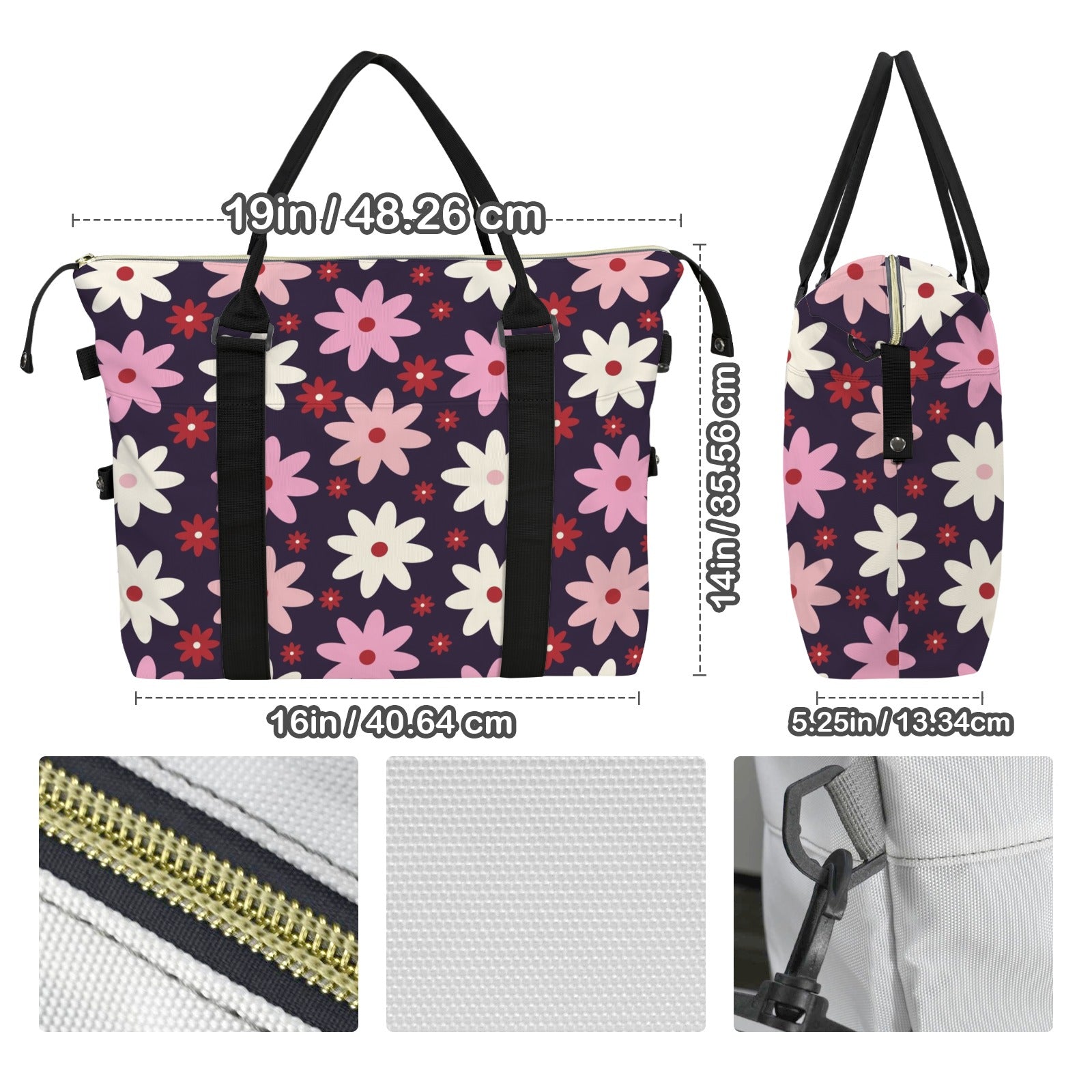 Pink Daisy Duffle Bag-Simple (Model 1715) Duffle Bag-Simple (1715)