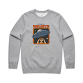 I Want To Believe, UFO AS Colour Stencil Crew Sweatshirt Unisex Grey Marle Sweatshirt Printed In Australia Sci Fi