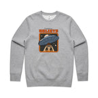 I Want To Believe, UFO - AS Colour Stencil Crew Grey Marle Sweatshirt Printed In Australia Sci Fi