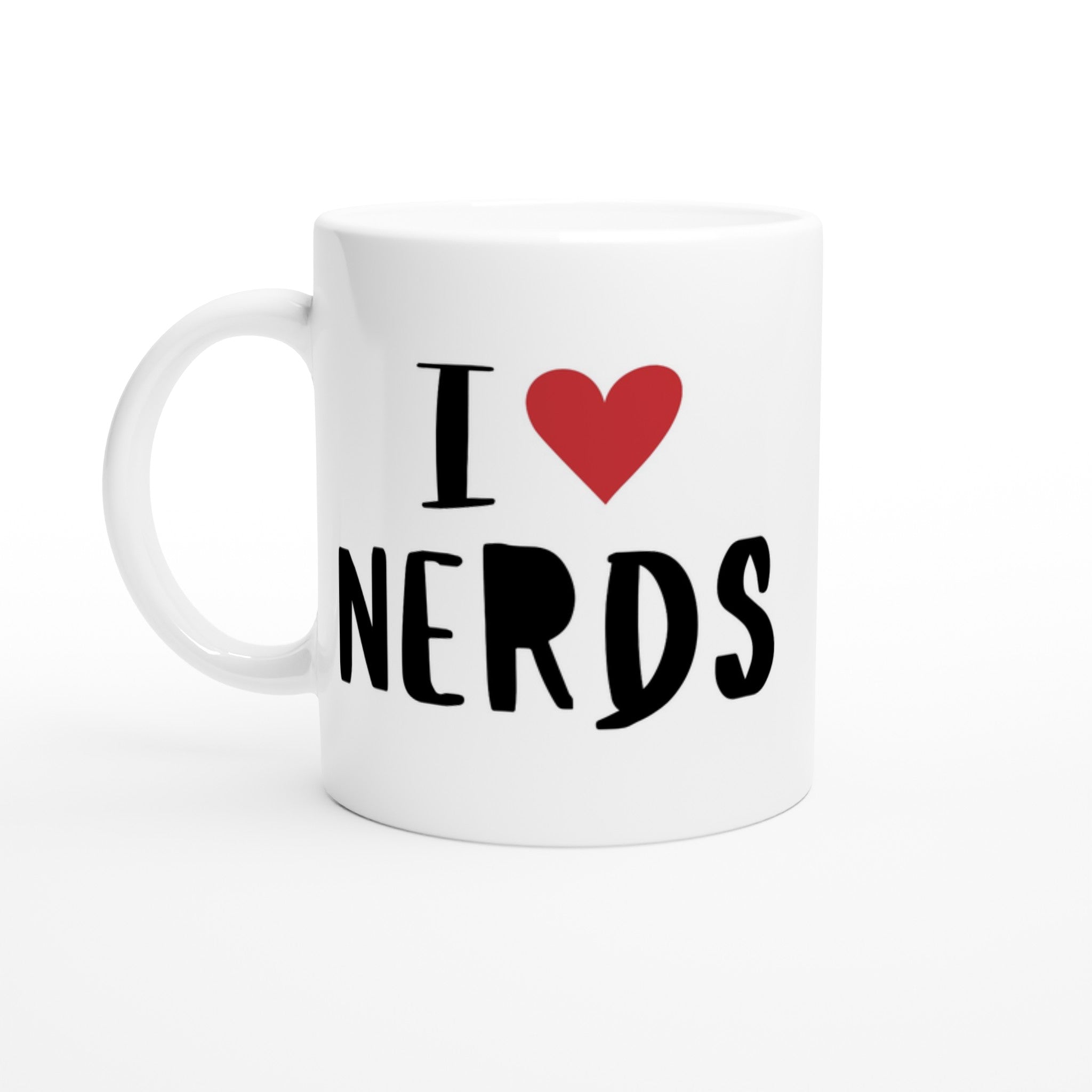 I Love Nerds, Red Heart - White 11oz Ceramic Mug Default Title White 11oz Mug Funny Globally Fulfilled
