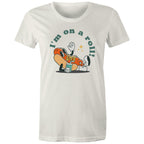 Hotdog, I'm On A Roll - Womens T-shirt Natural Womens T-shirt Food Printed In Australia