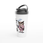 Not A Morning Bird, Not A Night Owl, Just Tired - White 15oz Stainless Steel Travel Mug Travel Mug animal Globally Fulfilled Work